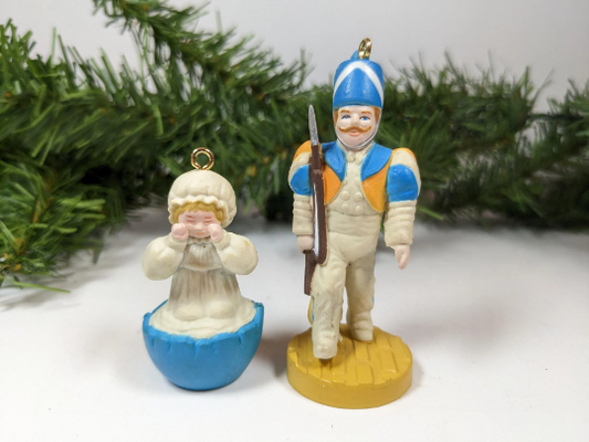 Vintage Wizard of Oz Soldier and Sleepy Head Ornaments