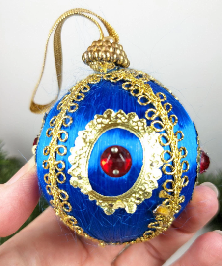 Vintage Handmade Blue Christmas Ornament