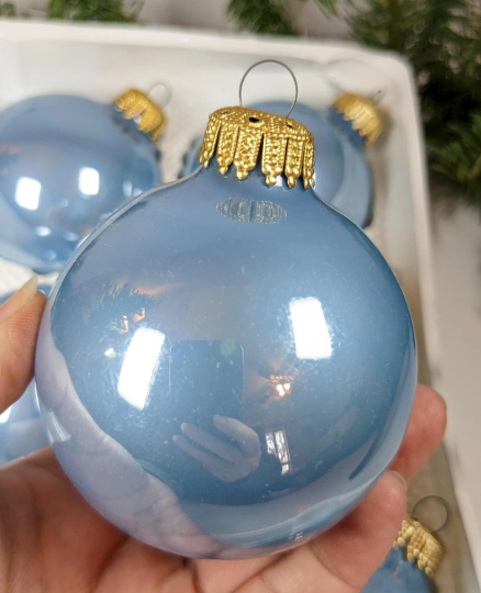 Vintage Krebs Kristen Blue Christmas Ornaments