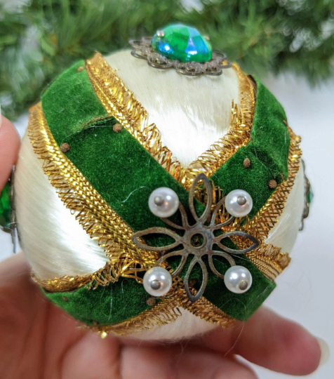 Vintage Beaded Pushpin Christmas Ornament