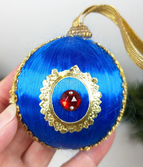 Vintage Handmade Blue Christmas Ornament