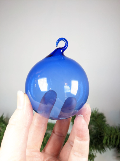 Vintage Blue Blown Glass Christmas Ornaments