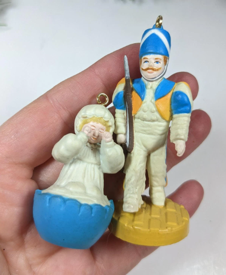 Vintage Wizard of Oz Soldier and Sleepy Head Ornaments