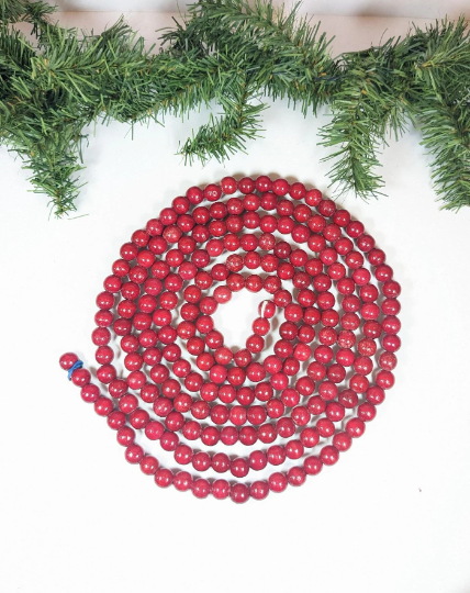 Vintage Wooden Red Bead Christmas Garland