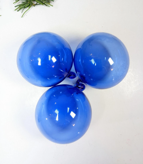 Vintage Blue Blown Glass Christmas Ornaments