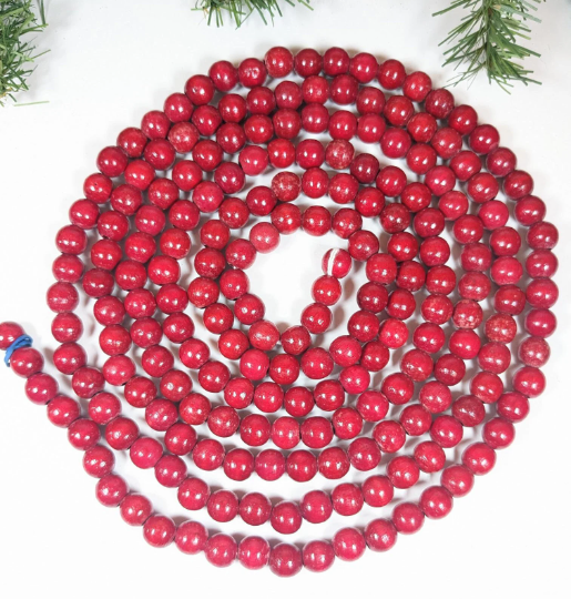 Vintage Wooden Red Bead Christmas Garland