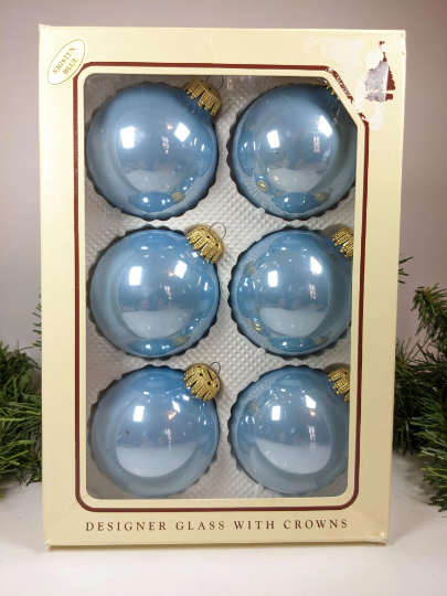 Vintage Krebs Kristen Blue Christmas Ornaments