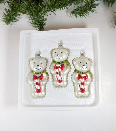 Polar Bear Candy Cane Christmas Ornaments