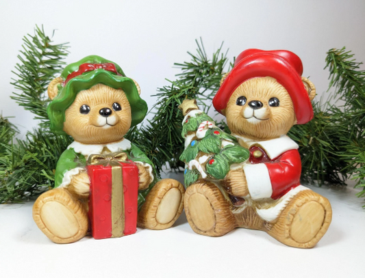 Vintage Homco Holiday Bears Christmas Figurines