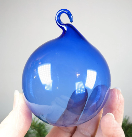 Vintage Blue Blown Glass Christmas Ornaments