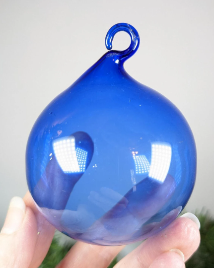 Vintage Blue Blown Glass Christmas Ornaments