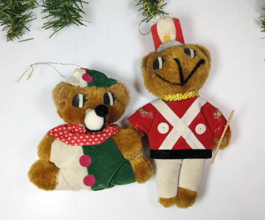 Vintage Bear Christmas Ornaments