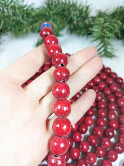 Vintage Wooden Red Bead Christmas Garland