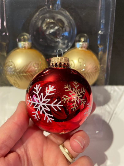 Vintage Krebs Red and Gold Christmas Ornaments