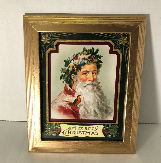 Vintage Framed Old World Christmas Santa