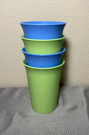 Vintage Light Green Periwinkle Blue Bell Tumbler Cups