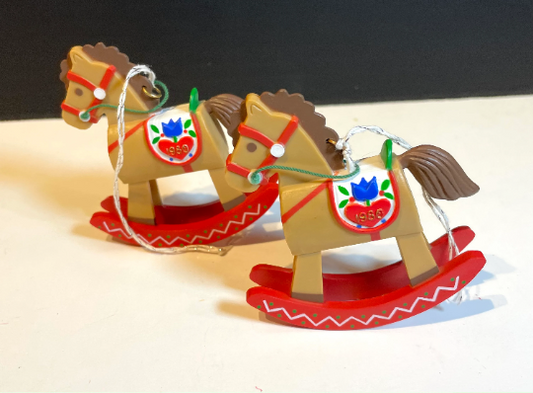 Vintage 1980 Hallmark Rocking Horse Christmas Ornaments