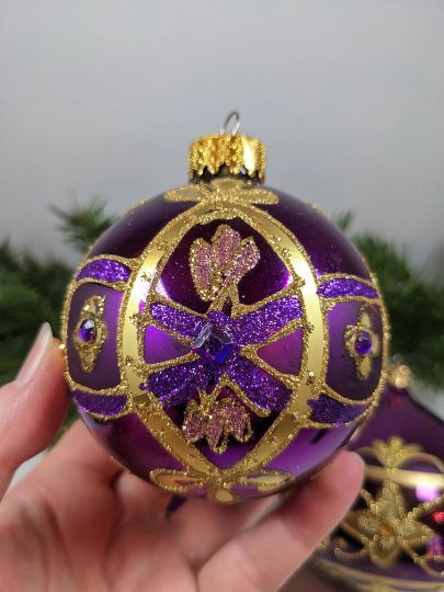 Purple and Gold Christmas Ornaments