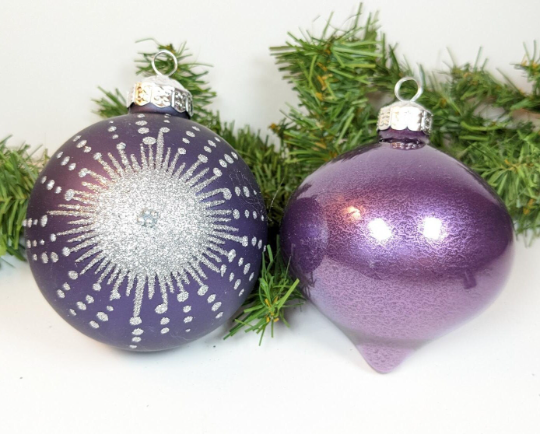 Large Purple Glass Christmas Ornaments