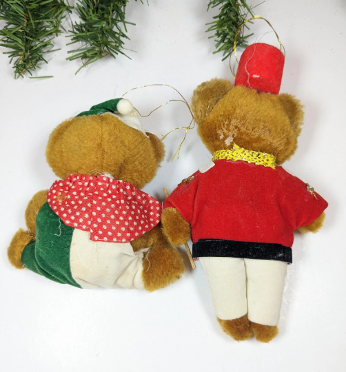 Vintage Teddy Bear Stuffed Animal Christmas Ornaments