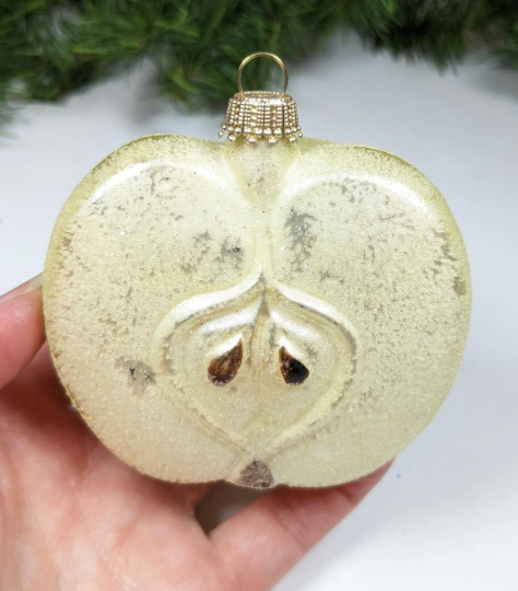 Vintage Apple Glass Christmas Ornament