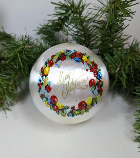 Vintage Merry Christmas Satin Christmas Ornament