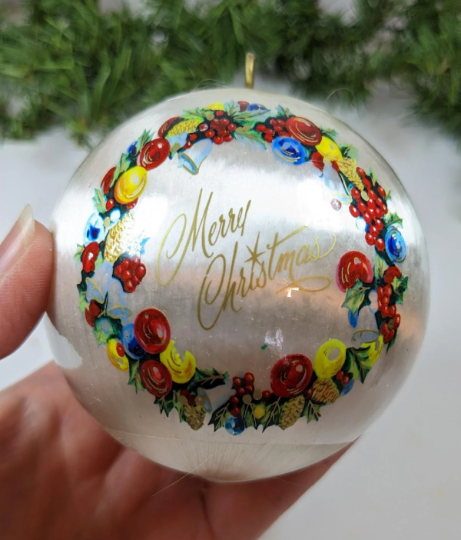 Vintage Merry Christmas Satin Christmas Ornament