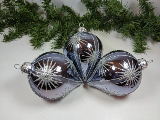 Large Icy Blue Teardrop Christmas Ornaments