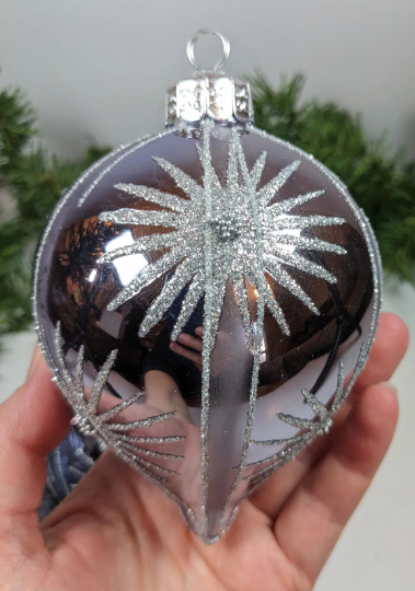 Large Icy Blue Teardrop Christmas Ornaments