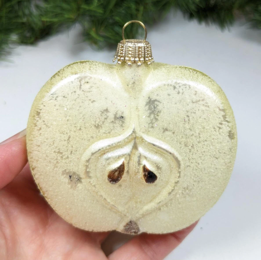 Vintage Apple Glass Christmas Ornament