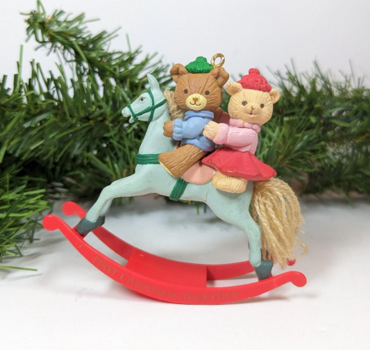 Vintage 1992 Lustre Fame Our First Christmas Together Rocking Horse Ornament