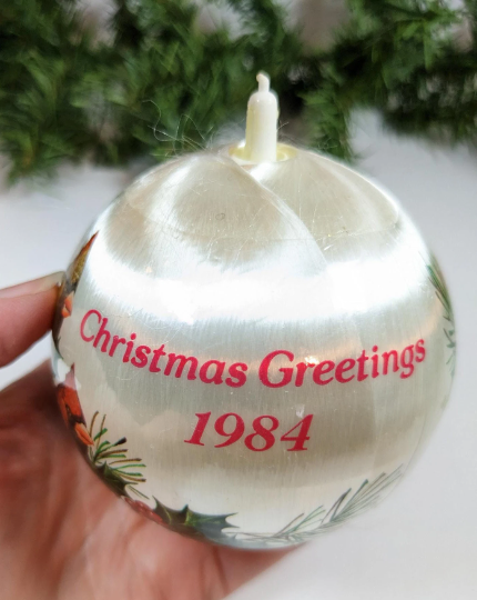 Vintage Hallmark 1984 Satin Christmas Greetings Ornament