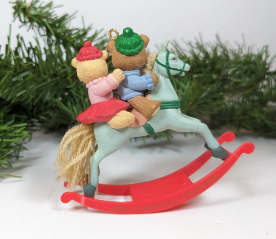 Vintage 1992 Lustre Fame Our First Christmas Together Rocking Horse Ornament