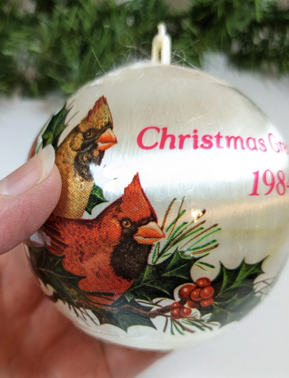 Vintage Hallmark 1984 Satin Christmas Greetings Ornament