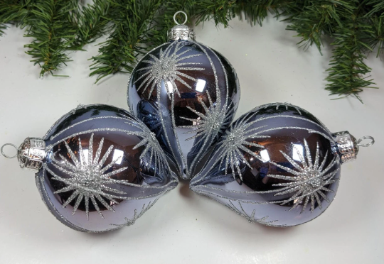 Large Icy Blue Teardrop Christmas Ornaments