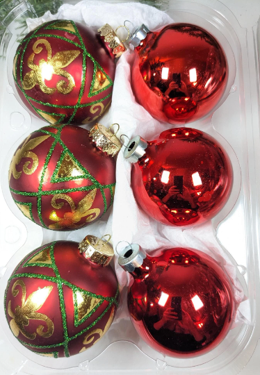 Fleur de Lis Red Christmas Ornaments