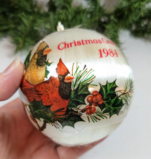 Vintage Hallmark 1984 Satin Christmas Greetings Ornament