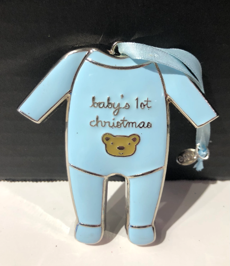 2016 Baby's First Christmas Blue Enamel Onesie Ornament