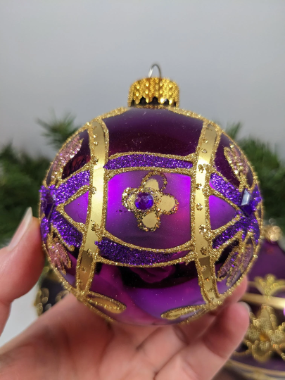 Purple and Gold Christmas Ornaments