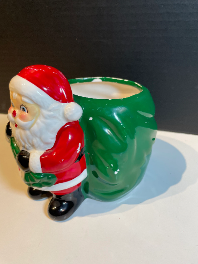 Vintage Ceramic Santa Claus Christmas Planter