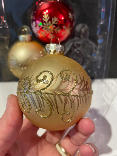 Vintage Krebs Red and Gold Christmas Ornaments