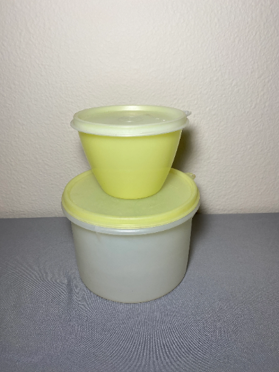 Vintage Tupperware Yellow Round Containers with Lids