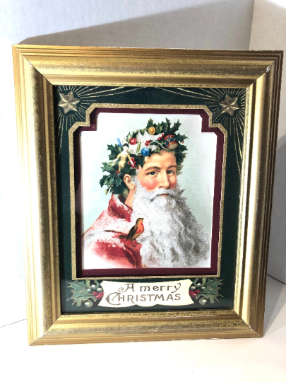 Vintage Framed Old World Christmas Santa