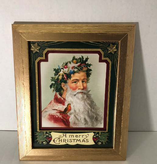 Vintage Framed Old World Christmas Santa