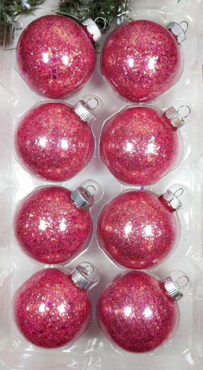 Hot Pink Glass Christmas Ornaments