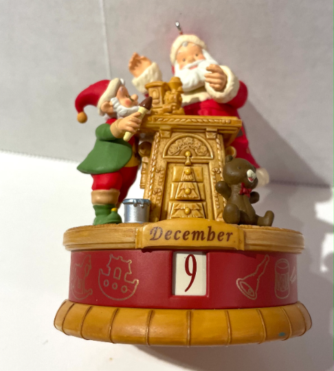 Santa with Elf Toy Maker Motion Christmas Ornament