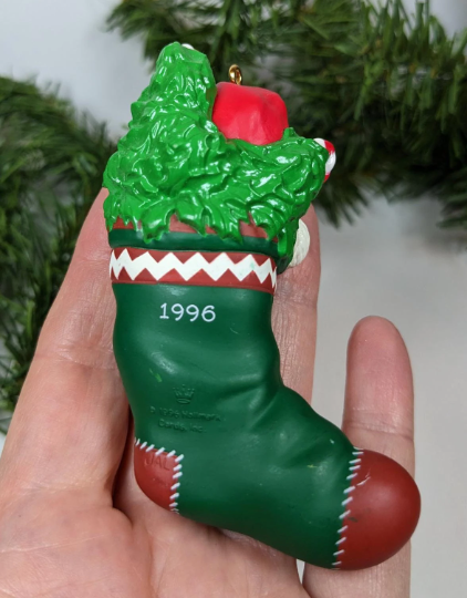 Vintage Hallmark 1996 Santa Bear in Stocking Ornament