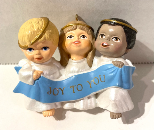 Vintage Angels Joy to You Hand Painted Resin Christmas Ornament