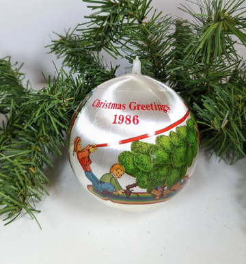 Vintage 1986 Satin Christmas Greetings Ornament