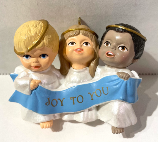 Vintage Angels Joy to You Hand Painted Resin Christmas Ornament